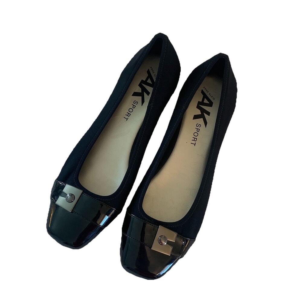 Anne Klein Black Flats with Silver Accents